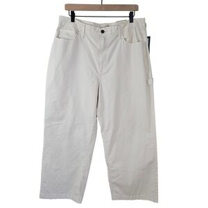 NEW Universal Thread Highest Rise Wide Leg Utility Pants Sz 14S Short Ivory NWT